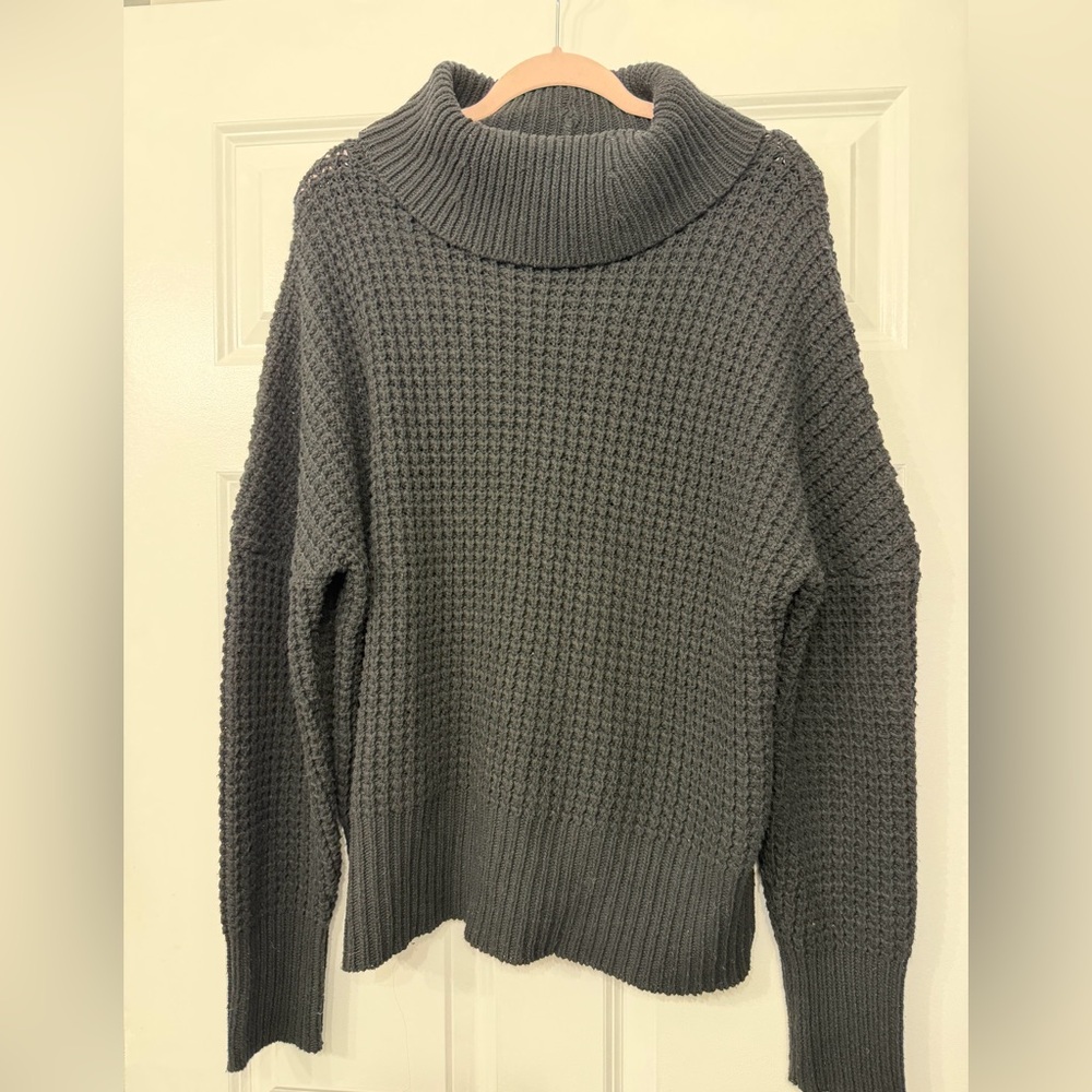 Mud Pie Charcoal Gray Chunky Cowl Neck Sweater